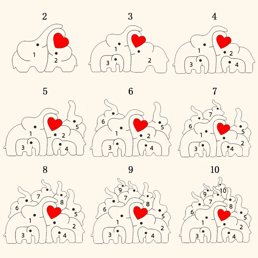 Geschenk für Mama Familiengeschenk Personalisierte Holz Elefanten Namen Puzzle Vaterstag Geschenk Weihnachtsgeschenk