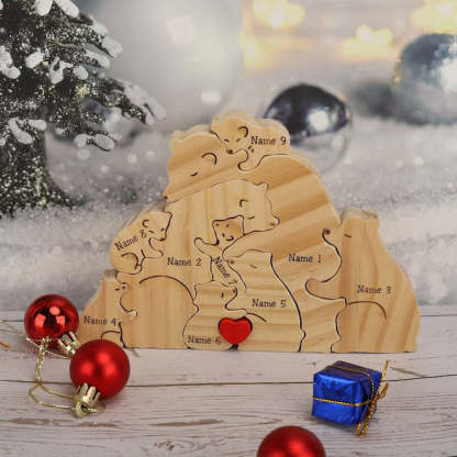 Handgefertigtes Personalisiertes Holz Bären Familien Name Puzzle Andenken Geschenk