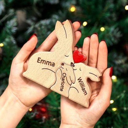 Personalisierte Holzkaninchen Familienname Puzzle Heimdekoration Geschenkidee