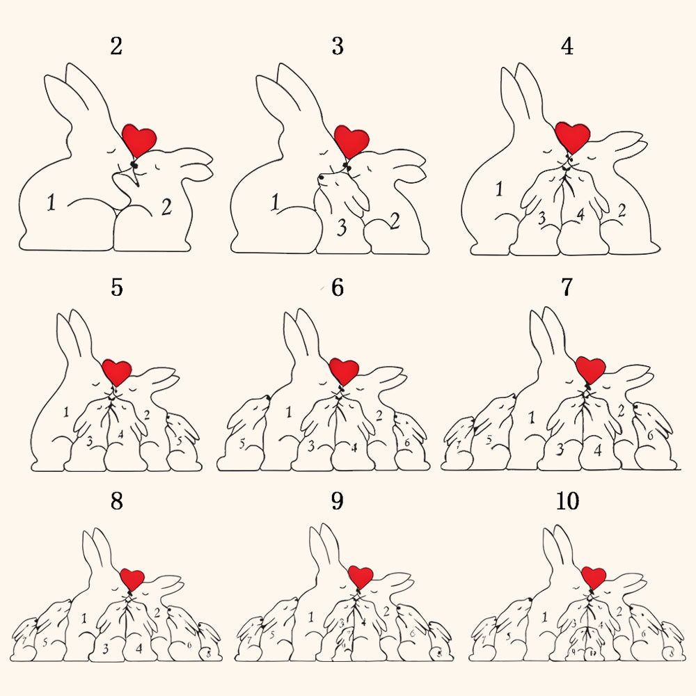 Personalisierte Holzkaninchen Familienname Puzzle Heimdekoration Geschenkidee
