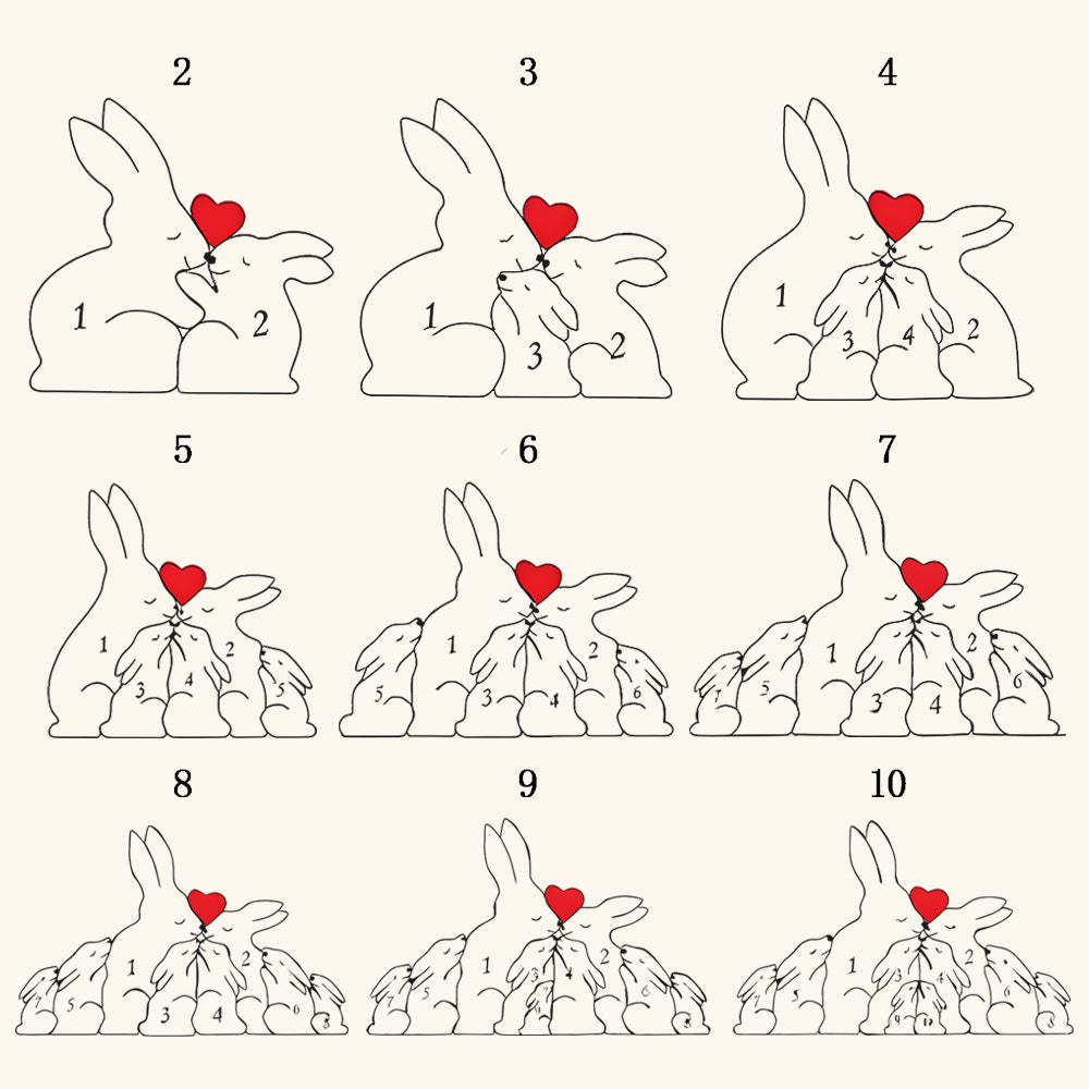 Personalisierte Holzkaninchen Familienname Puzzle Heimdekoration Geschenkidee