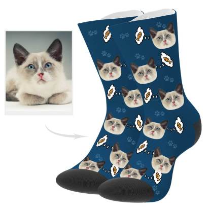 Personalisierte Katzenfoto Socken Geschenk Für Katzenliebhaber