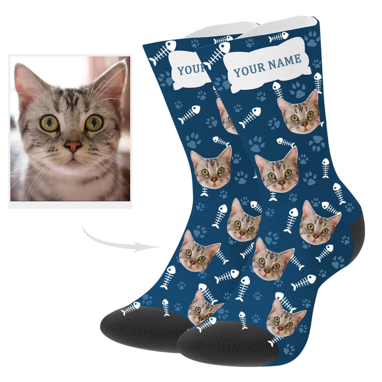 Personalisierte Katzenfoto Socken Mit Bild Und Text