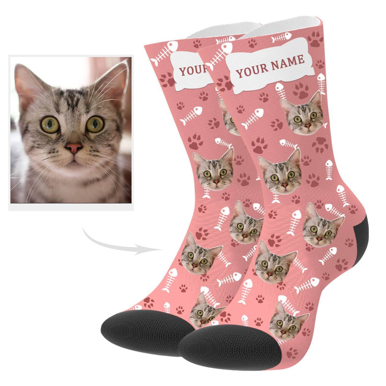 Personalisierte Katzenfoto Socken Mit Bild Und Text