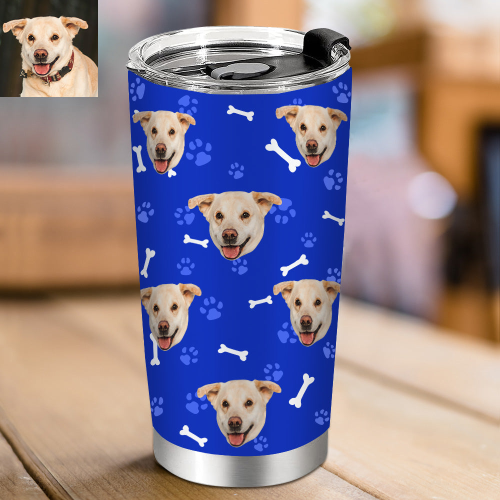Personalisierter 0,6L Haustiergesicht Becher Individueller Hund Katze Foto Kaffeebecher Personalisierter 20oz Schlanker Edelstahlbecher