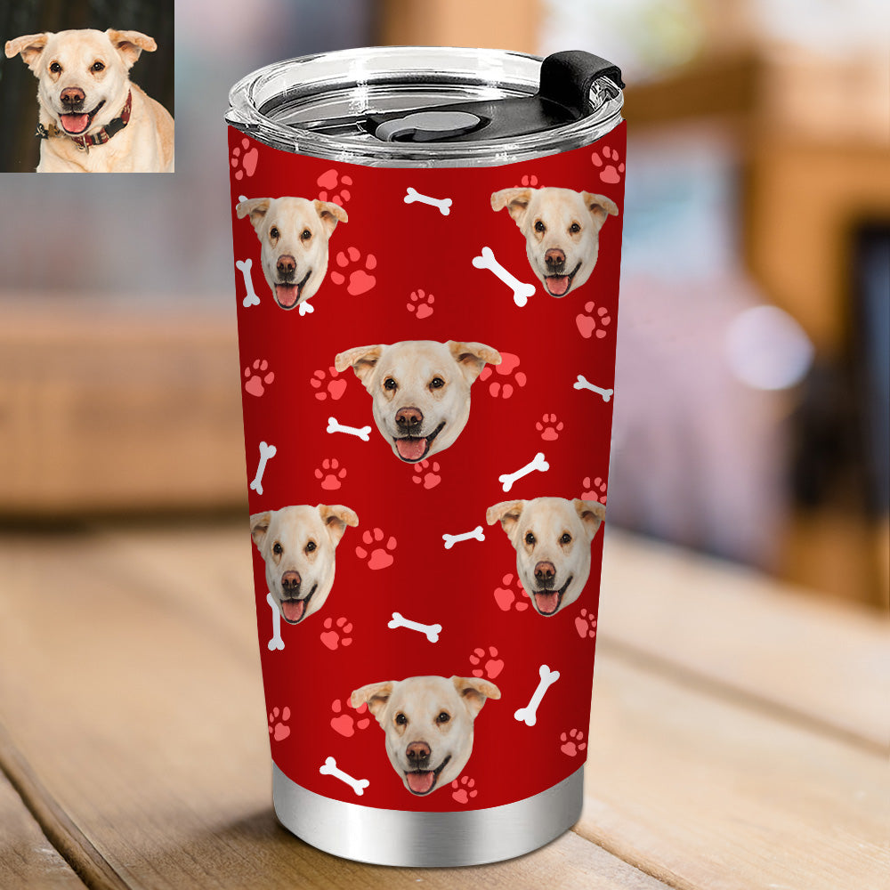 Personalisierter 0,6L Haustiergesicht Becher Individueller Hund Katze Foto Kaffeebecher Personalisierter 20oz Schlanker Edelstahlbecher