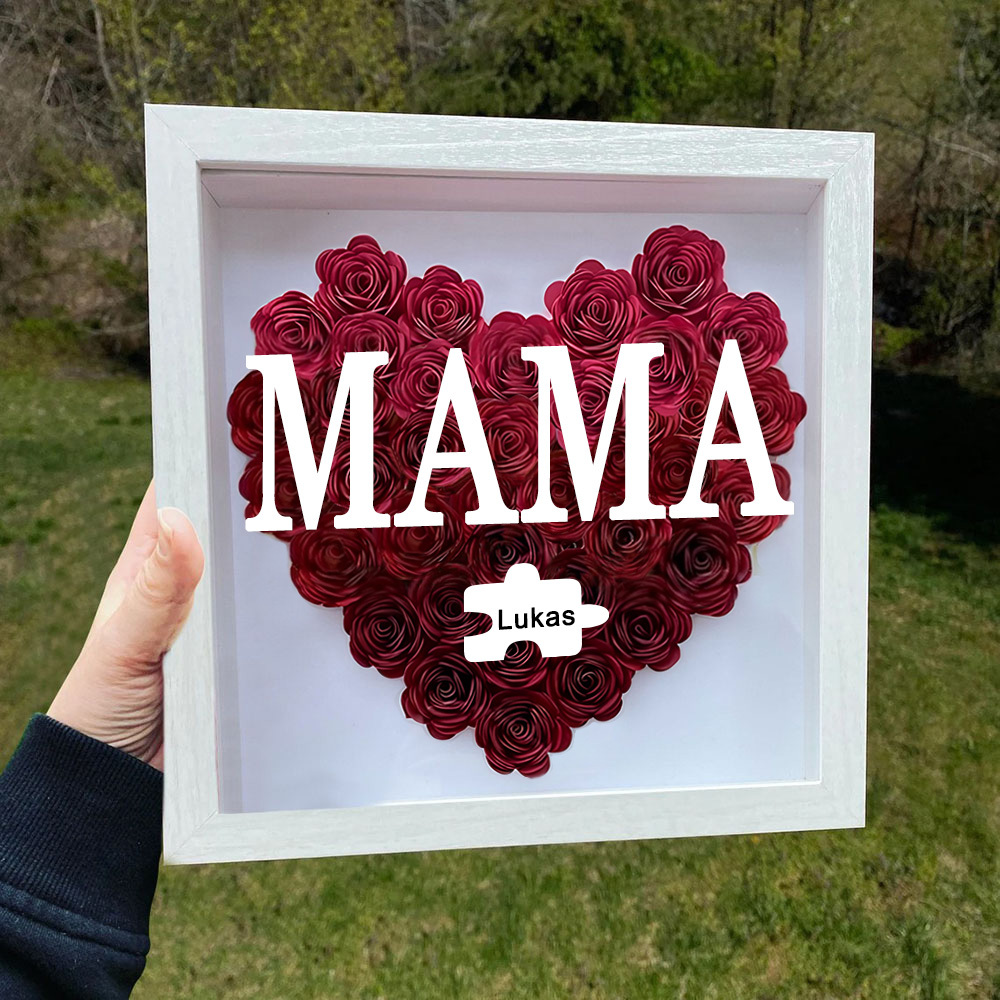 Personalisierte Blumen Schattenbox Rosenrahmen Mit 1-6 Namen