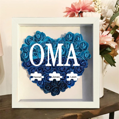 Personalisierte Blumen Schattenbox Individueller Rosenrahmen Mit 1-6 Namen Muttertagsgeschenk Für Mama Oma
