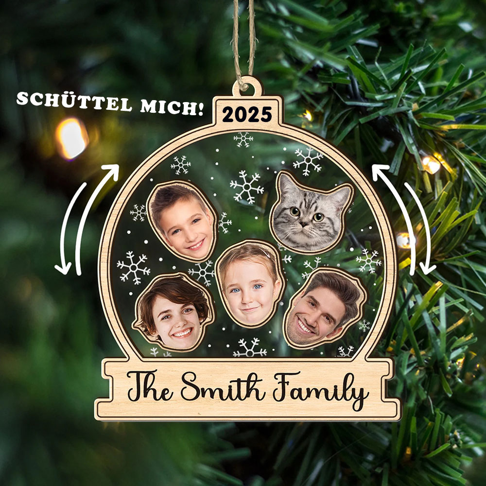 Personalisierter Familiengesicht Foto 4D Wackelkopf Ornament Weihnachtsmann Weihnachtsbaum Andenken Geschenk 2025