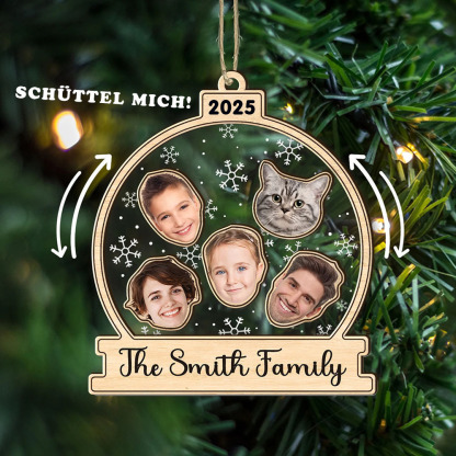 Personalisierter Familiengesicht Foto 4D Wackelkopf Ornament Weihnachtsmann Weihnachtsbaum Andenken Geschenk 2025