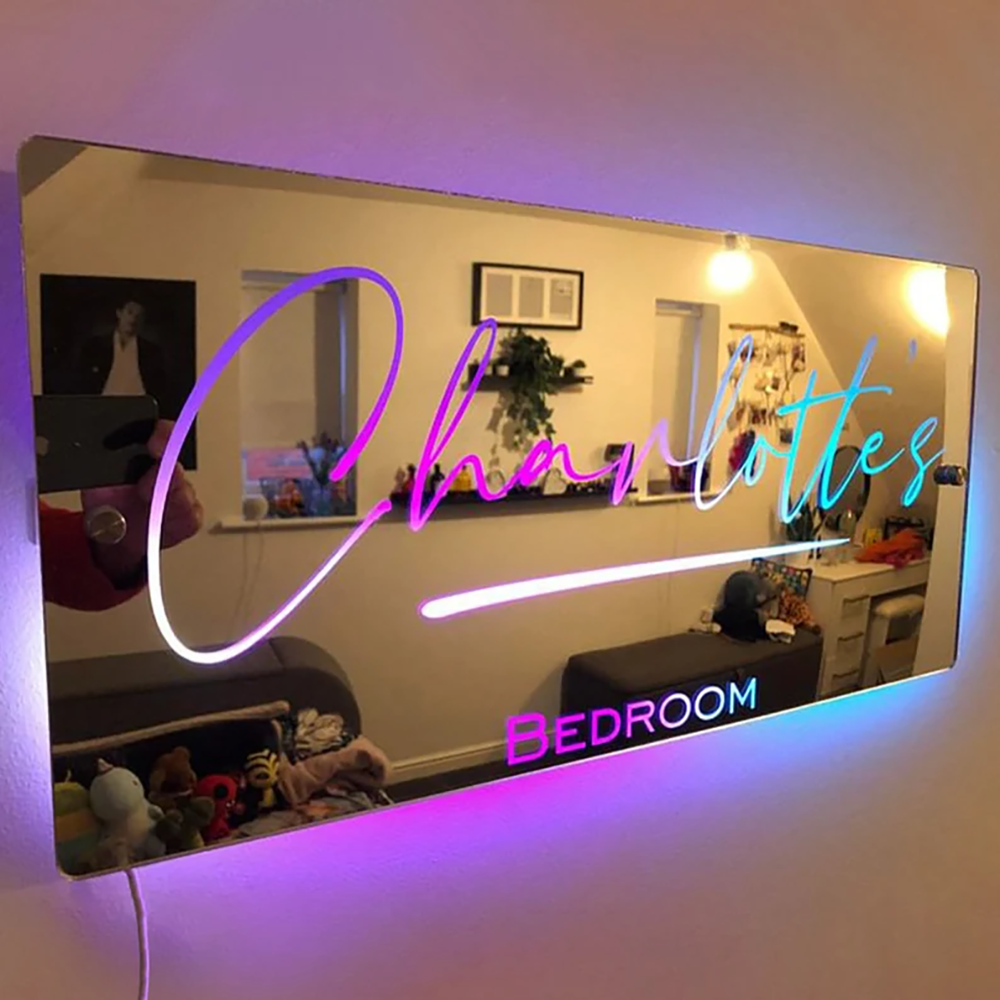 Personalisierter Namensspiegel LED Leuchtschild Für Schlafzimmer Bar Friseursalon Dekoration