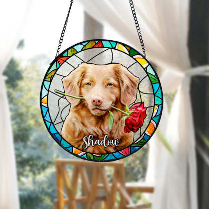 Personalisierter Haustier Sonnenfänger Hund Buntglas Andenken Geschenk Individueller Katzen Fensteranhänger
