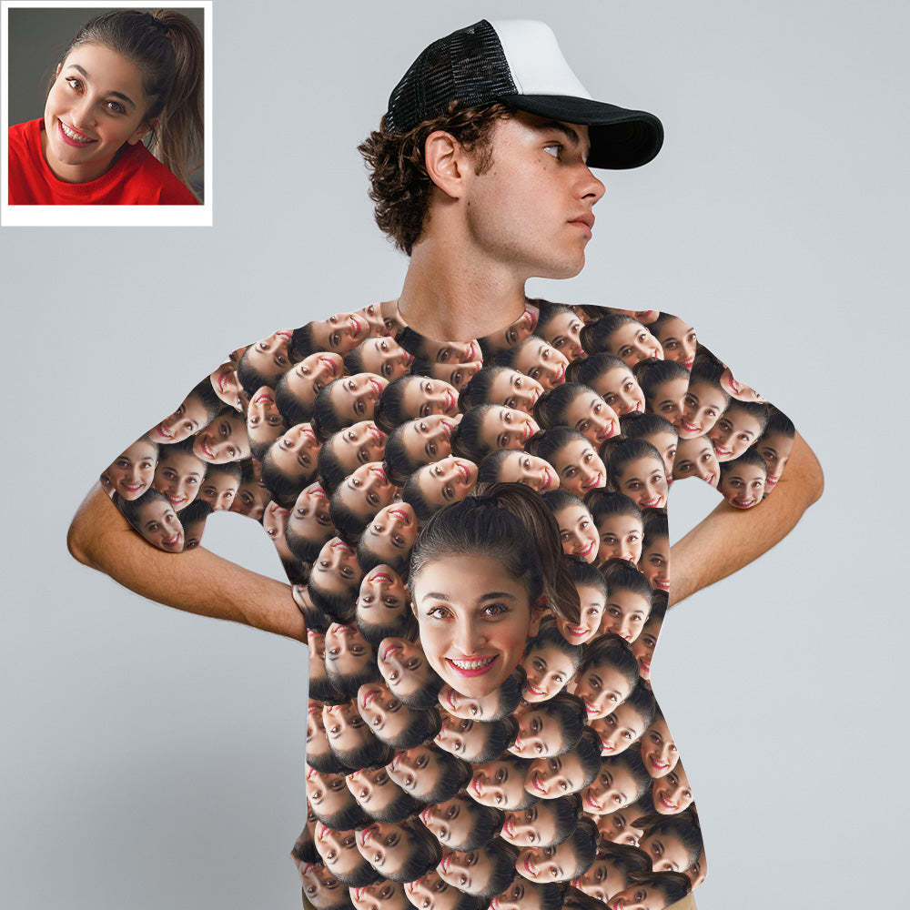 Personalisierte Gesicht T Shirt Ganzflächiger Druck Gesicht auf T Shirt Individuelles Freund Freundin Gesicht Smash Shirt