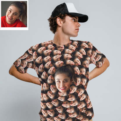 Personalisierte Gesicht T Shirt Ganzflächiger Druck Gesicht auf T Shirt Individuelles Freund Freundin Gesicht Smash Shirt