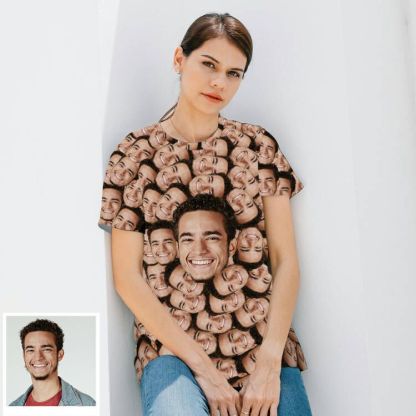 Personalisierte Gesicht T Shirt Ganzflächiger Druck Gesicht auf T Shirt Individuelles Freund Freundin Gesicht Smash Shirt