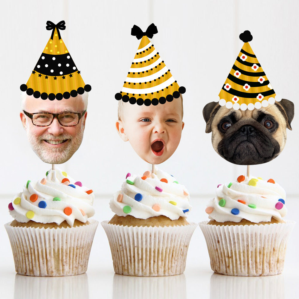 Geburtstagsfoto Cupcake Topper für Baby Shower Kindergeburtstag Partybedarf Abschlussfeier Zubehör