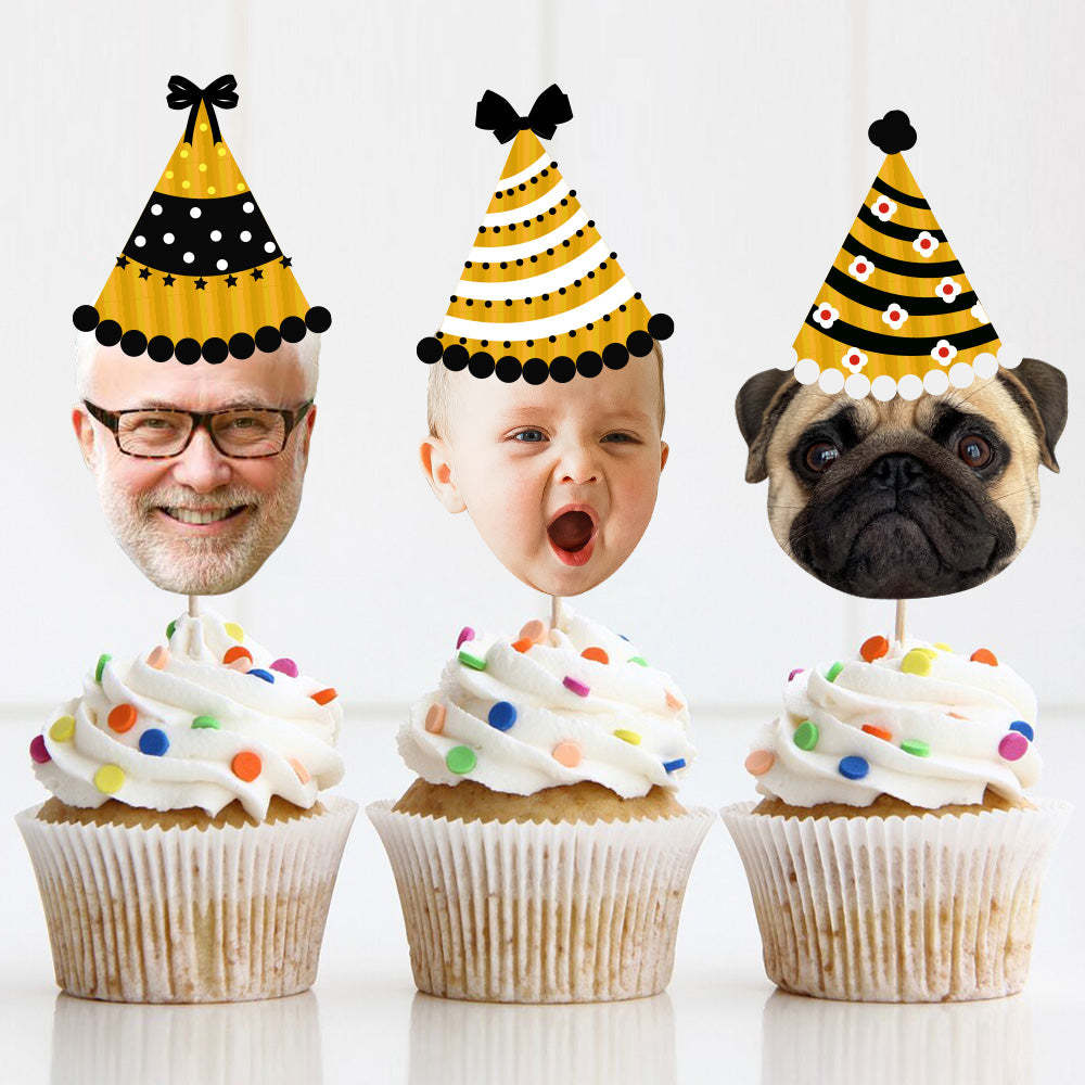 Geburtstagsfoto Cupcake Topper für Baby Shower Kindergeburtstag Partybedarf Abschlussfeier Zubehör