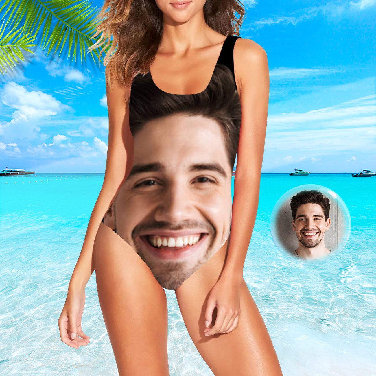 Damen Badeanzug mit Gesicht Personalisierter Foto Badeanzug Sommer Gesicht Druck auf Badebekleidung