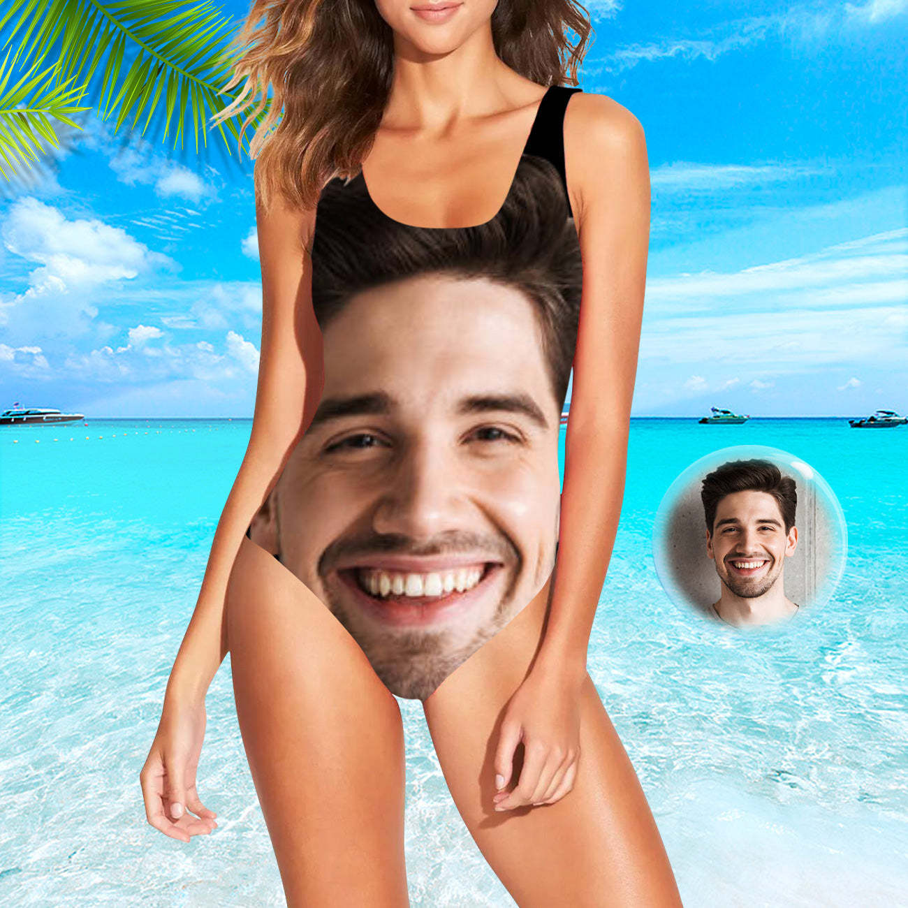 Damen Badeanzug mit Gesicht Personalisierter Foto Badeanzug Sommer Ges