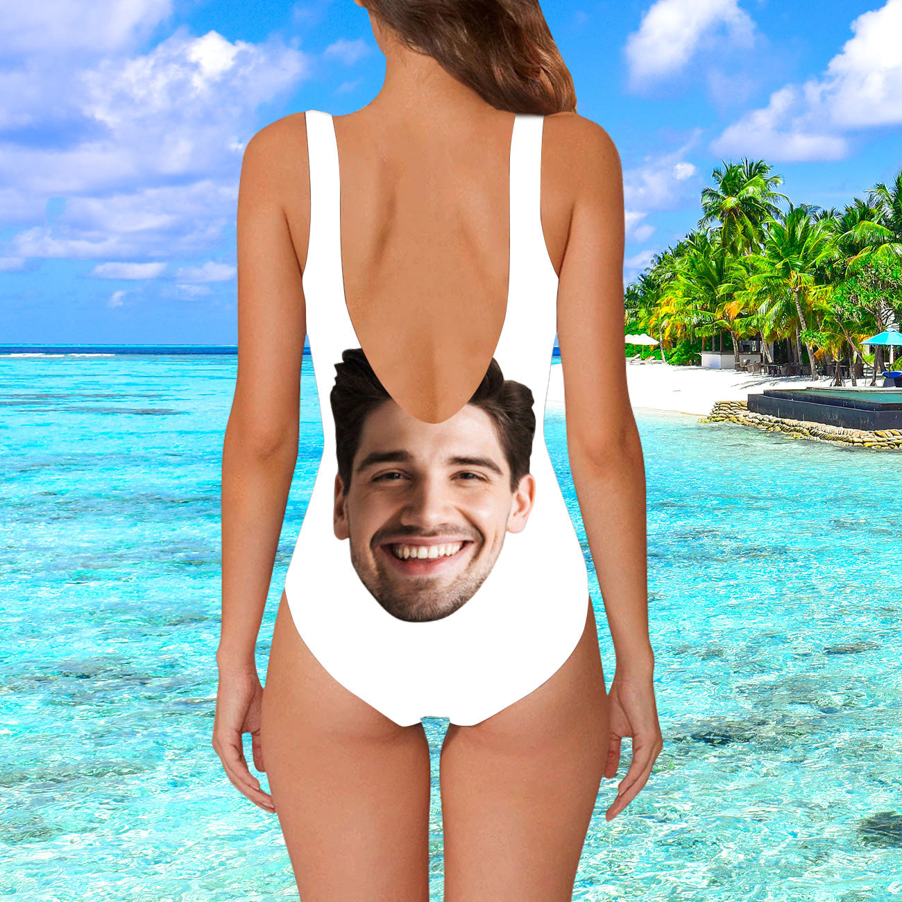 Damen Badeanzug mit eigenem Gesicht Individuelle Gesicht Print Bademode