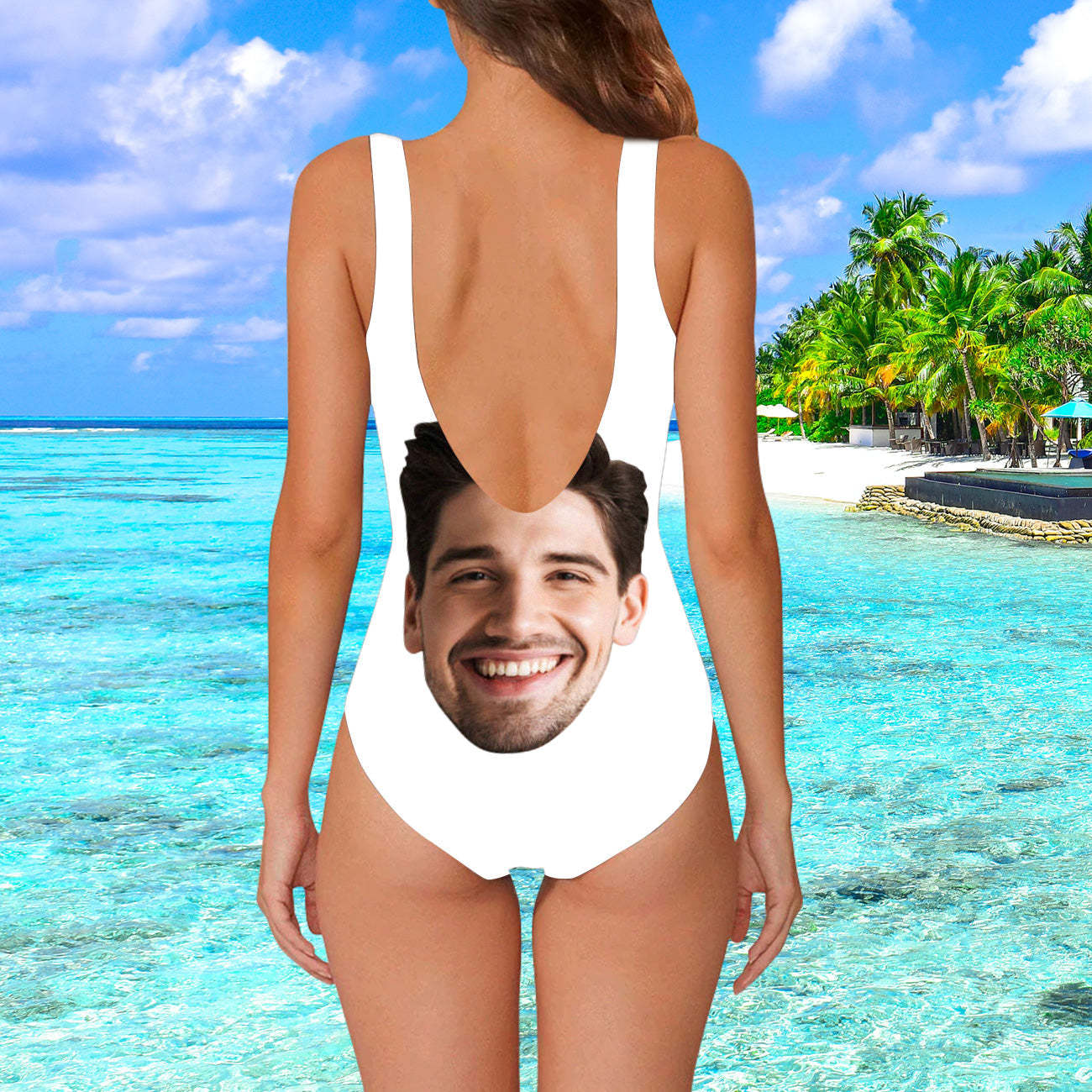 Damen Badeanzug mit eigenem Gesicht Individuelle Gesicht Print Bademode