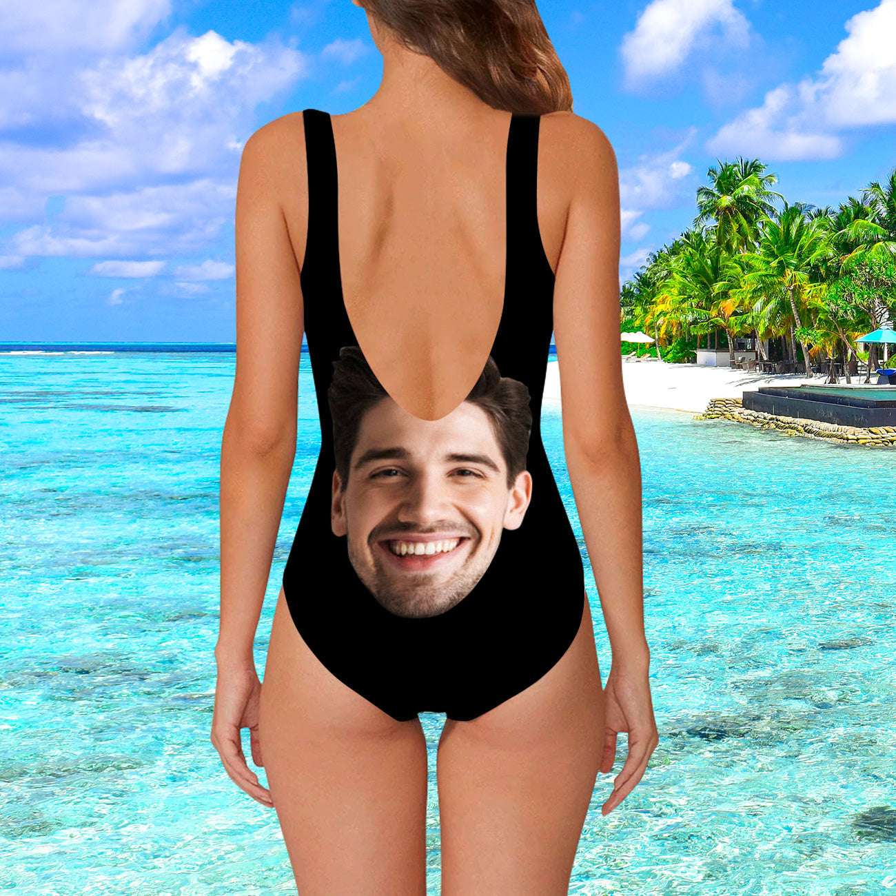 Damen Badeanzug mit eigenem Gesicht Individuelle Gesicht Print Bademode