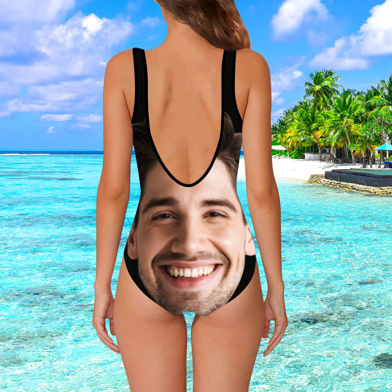 Damen Badeanzug mit Gesicht Personalisierter Foto Badeanzug Sommer Gesicht Druck auf Badebekleidung