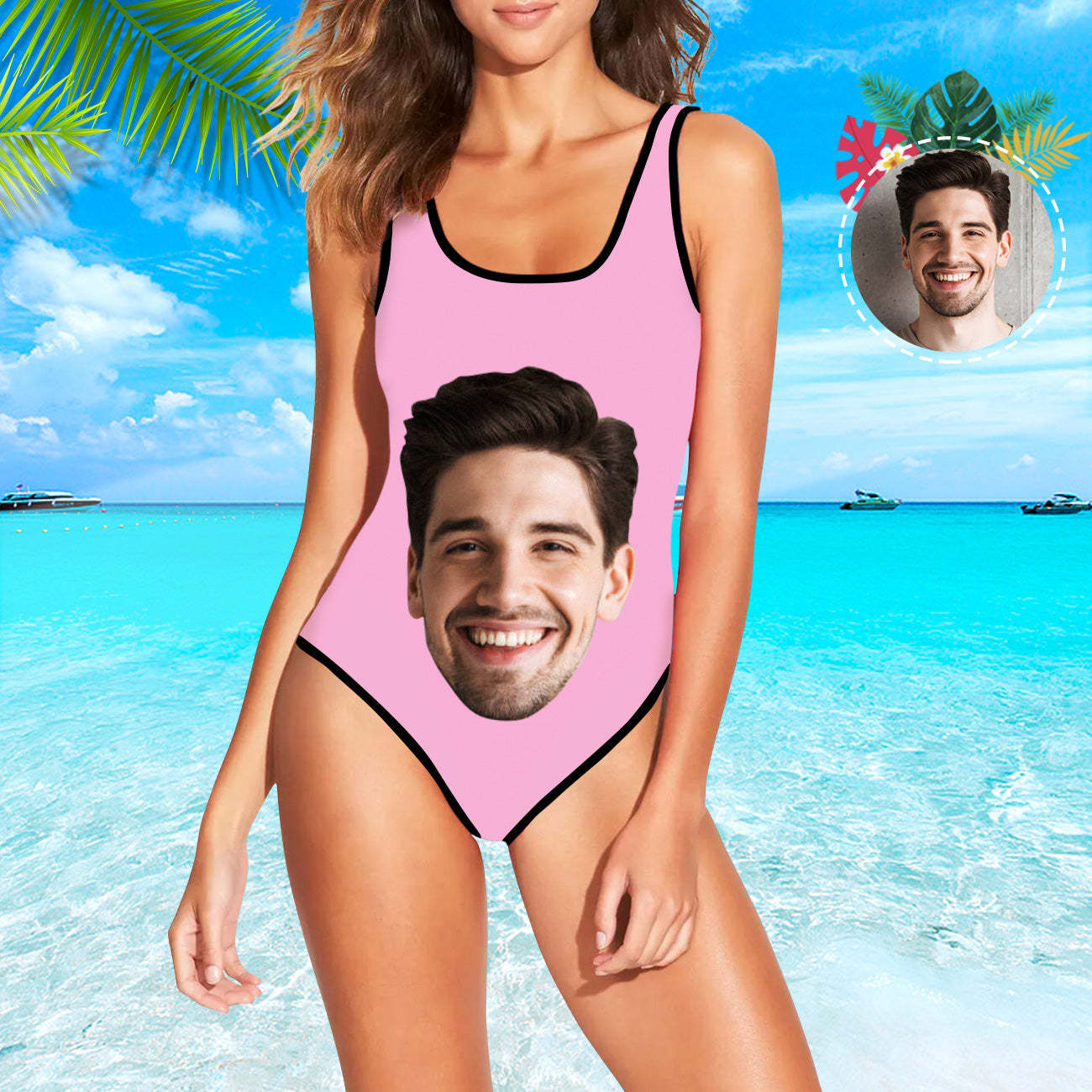 Damen Badeanzug mit eigenem Gesicht Individuelle Gesicht Print Bademode