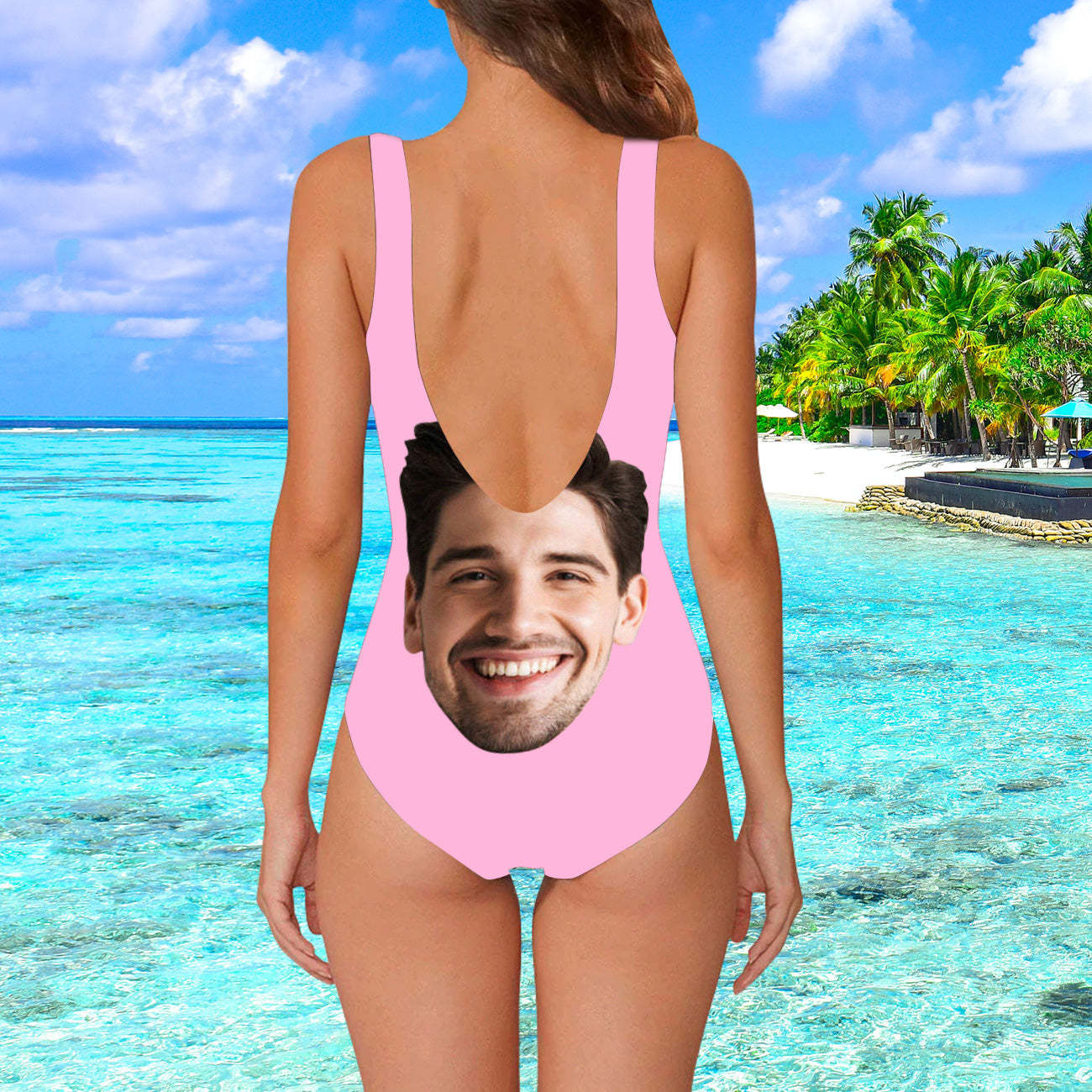 Damen Badeanzug mit eigenem Gesicht Individuelle Gesicht Print Bademode