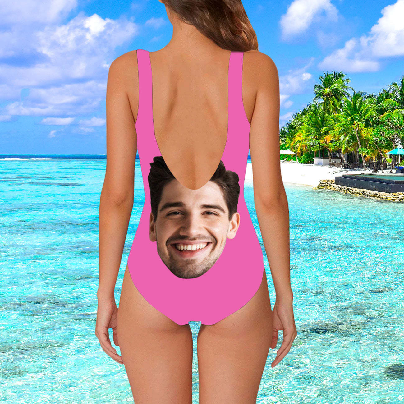 Damen Badeanzug mit eigenem Gesicht Individuelle Gesicht Print Bademode