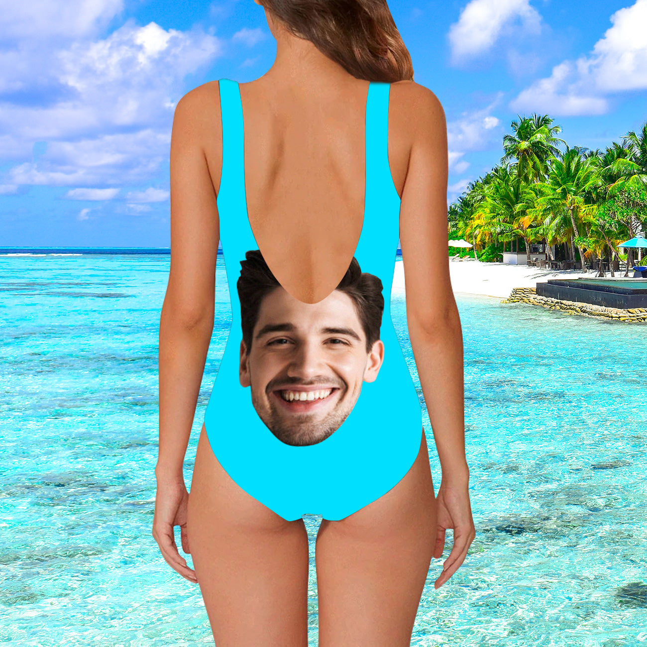 Damen Badeanzug mit eigenem Gesicht Individuelle Gesicht Print Bademode