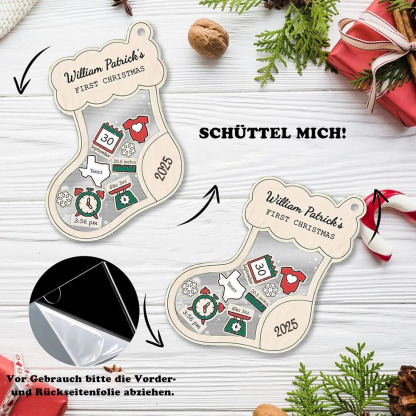 Personalisierter Erstes Weihnachtsfest des Babys Ornament 4D Wackelndes Baby Andenken Weihnachtsgeschenk Socke Anhänger