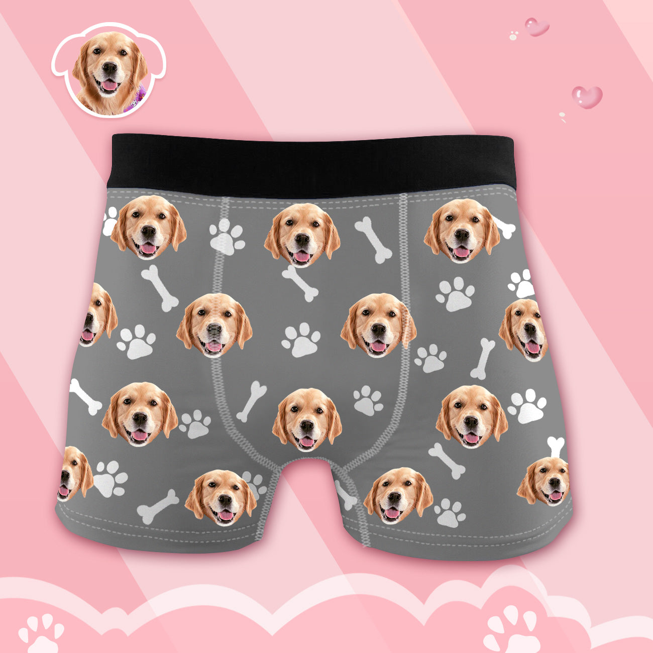 Herren Boxershorts mit Hundefoto Personalisierte Haustier Unterwäsche mit Hundegesicht