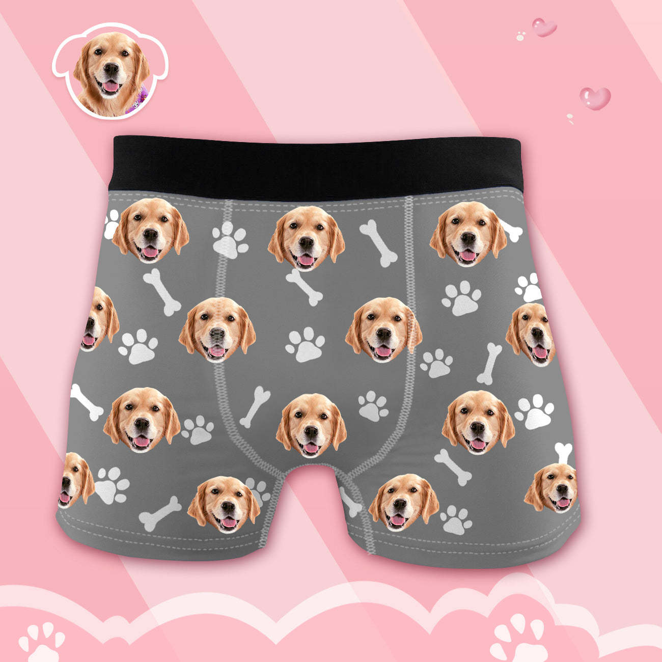 Herren Boxershorts mit Hundefoto Personalisierte Haustier Unterwäsche mit Hundegesicht