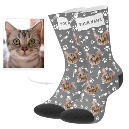 Personalisierte Katzenfoto Socken Mit Bild Und Text