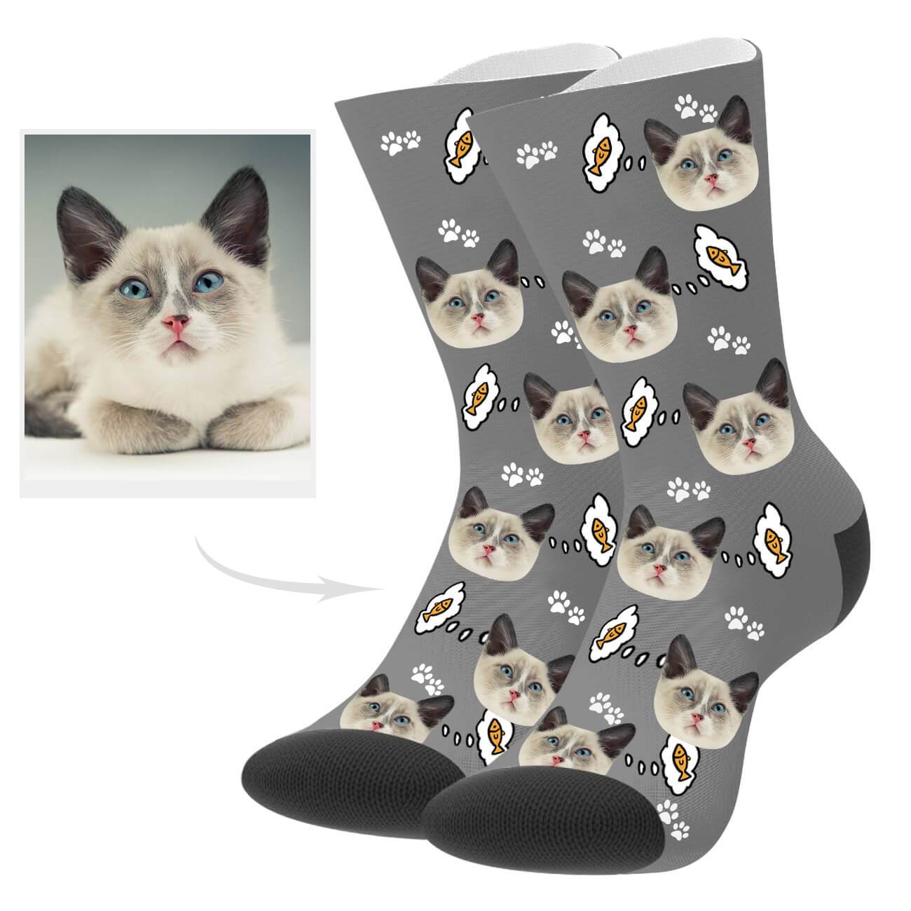 Personalisierte Katzenfoto Socken Geschenk Für Katzenliebhaber