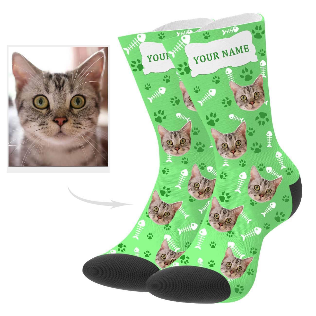 Personalisierte Katzenfoto Socken Mit Bild Und Text
