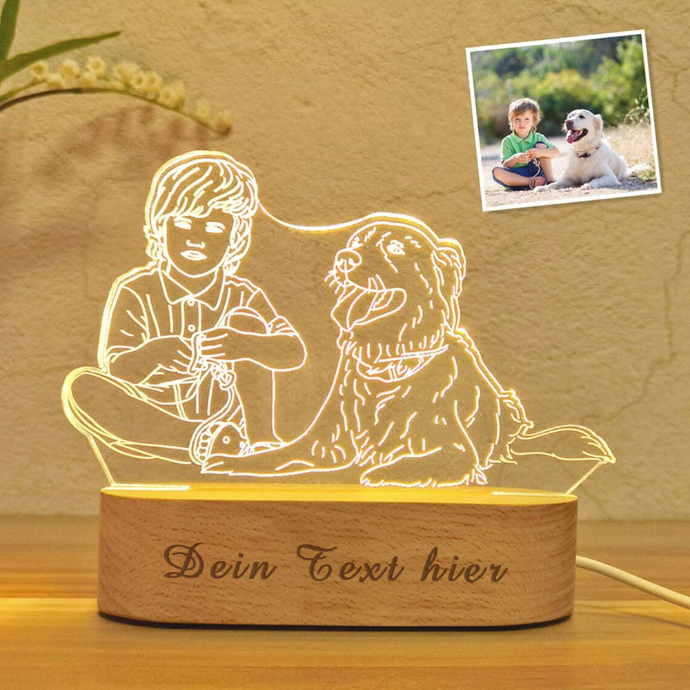 Personalisierte 3D Line Art Fotolampe mit Porträt Minimalistisches Nachtlicht Handgezeichnetes Geschenk zur Erinnerung an Haustiere