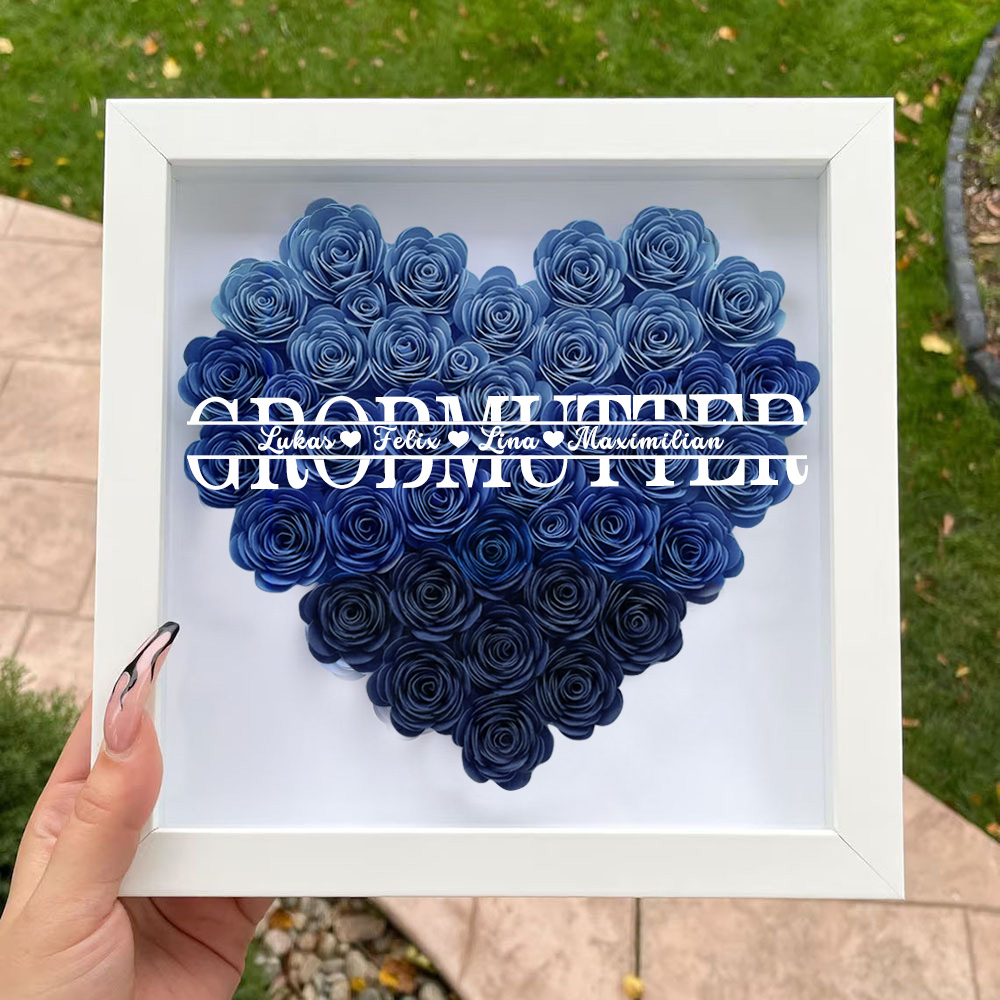 Personalisierte Blumen Schattenbox Geschenk Für Mutter Muttertag Trockenrosen Geschenkbox Mit 1-5 Namen Geburtstagsgeschenk