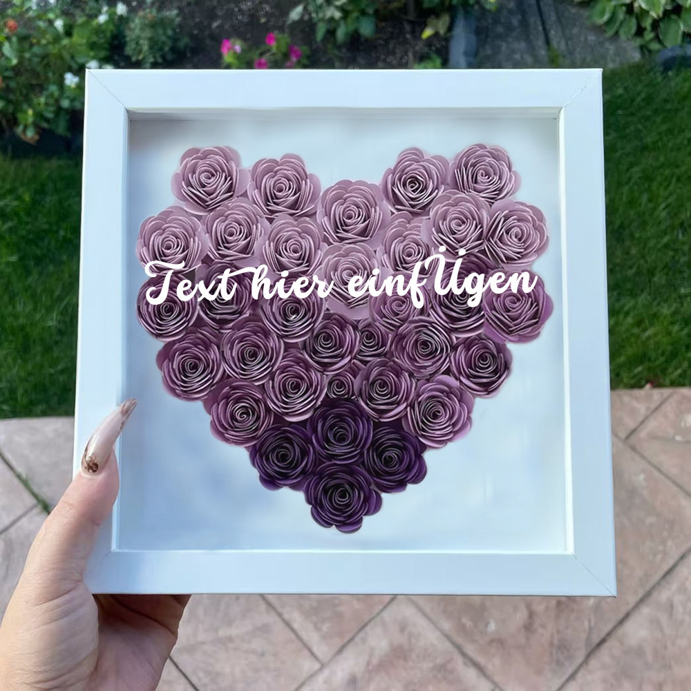 Jahrestagsgeschenk Für Freundin Personalisierte Blumen-Schattenbox Mit Text Trockenrosen Bilderrahmen Für Freundin