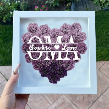 Personalisierte Blumen Schattenbox Geschenk Für Mutter Muttertag Trockenrosen Geschenkbox Mit 1-5 Namen Geburtstagsgeschenk