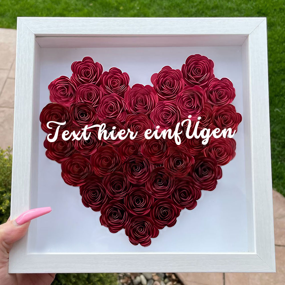 Jahrestagsgeschenk Für Freundin Personalisierte Blumen-Schattenbox Mit Text Trockenrosen Bilderrahmen Für Freundin