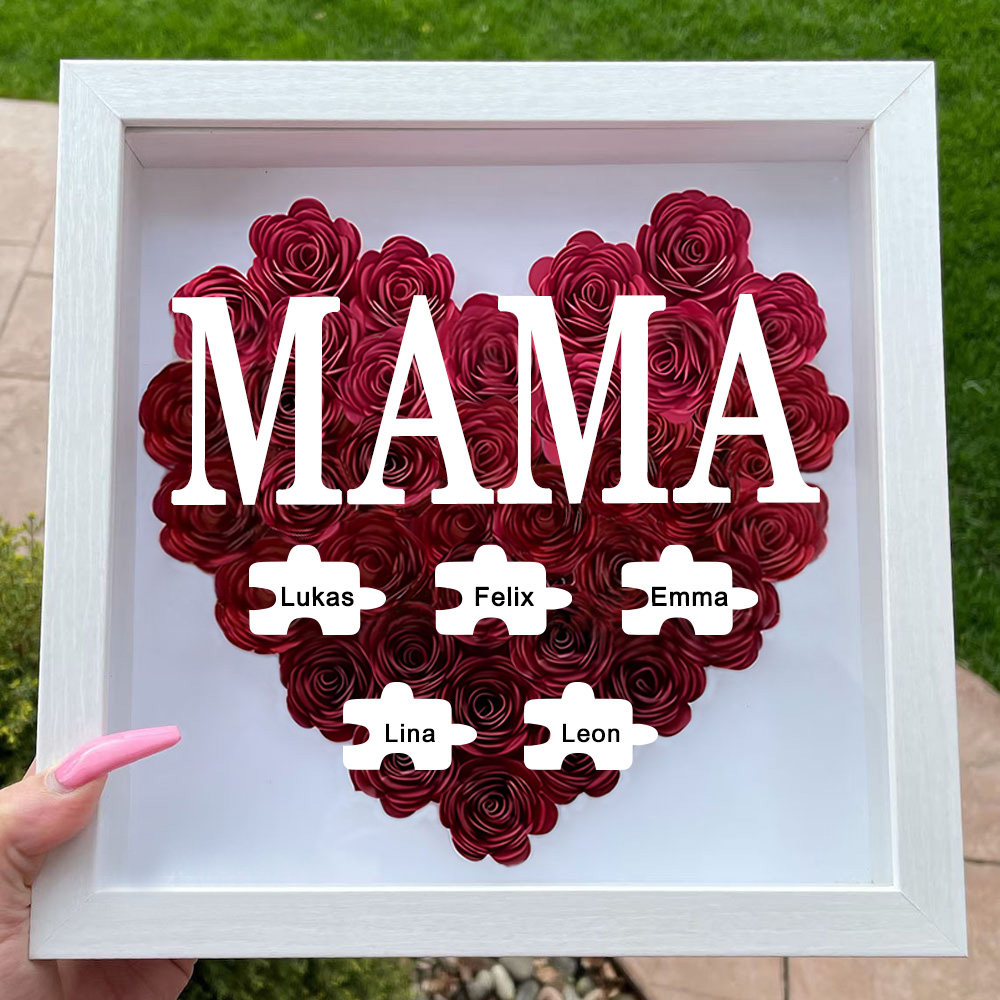 Personalisierte Blumen Schattenbox Rosenrahmen Mit 1-6 Namen