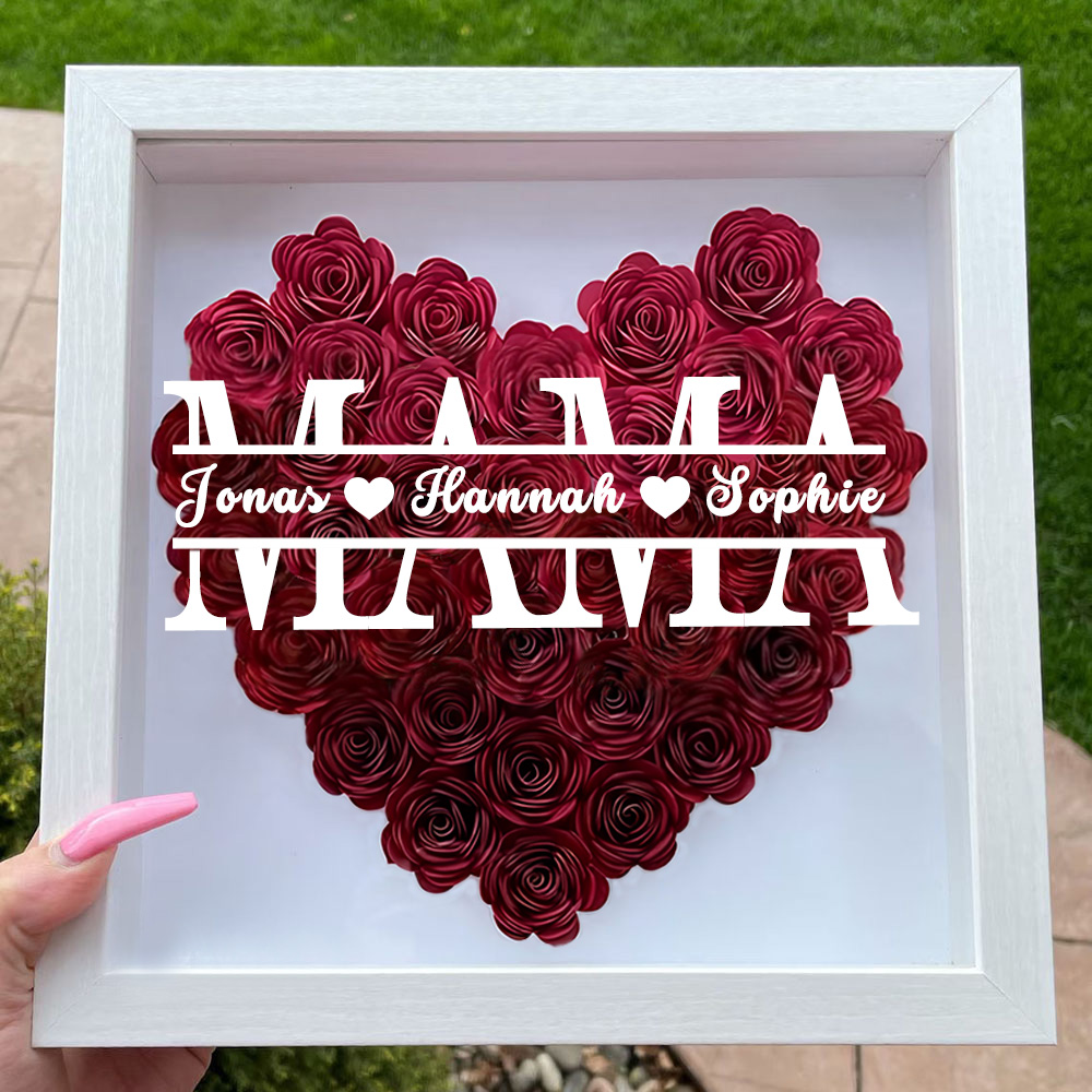 Geschenk Für Mama Personalisierte 1-5 Namen Blumen Schattenbox Muttertag Trockenrosen Geschenkbox Geburtstagsgeschenk
