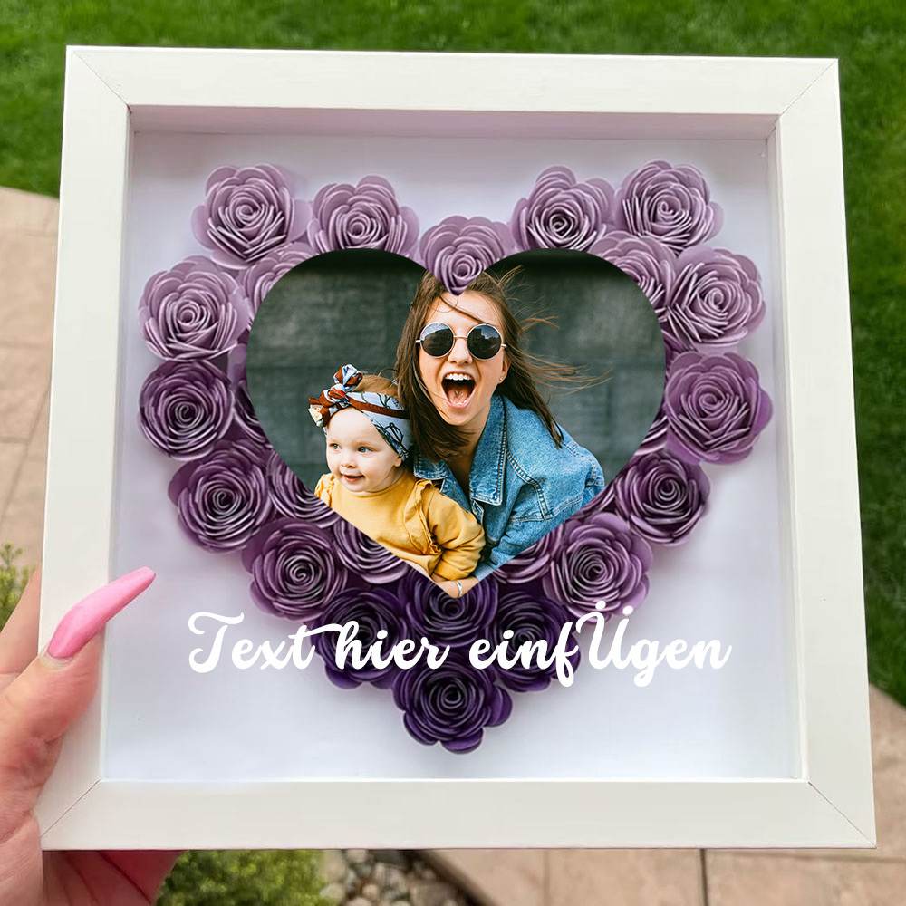 Muttertags Blumen Schattenbox Trockenrosen Namensrahmen Personalisierte Bilder Blumen Schattenbox