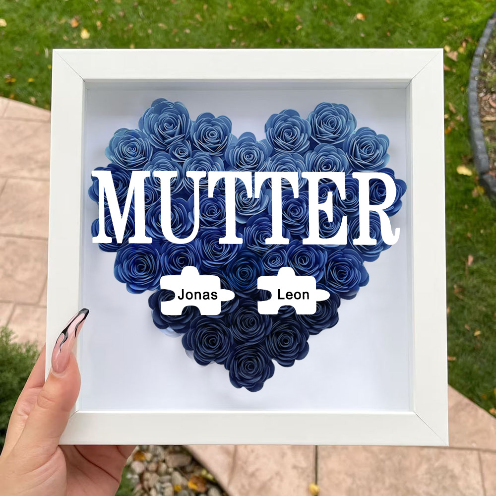 Personalisierte Blumen Schattenbox Rosenrahmen Mit 1-6 Namen