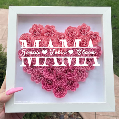 Personalisierte Blumen Schattenbox Geschenk Für Mutter Muttertag Trockenrosen Geschenkbox Mit 1-5 Namen Geburtstagsgeschenk