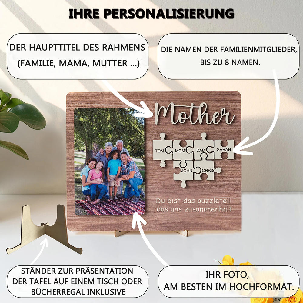 Personalisierte Foto und Namens Holzpuzzle Maßgeschneiderte Schildergeschenke für Mama