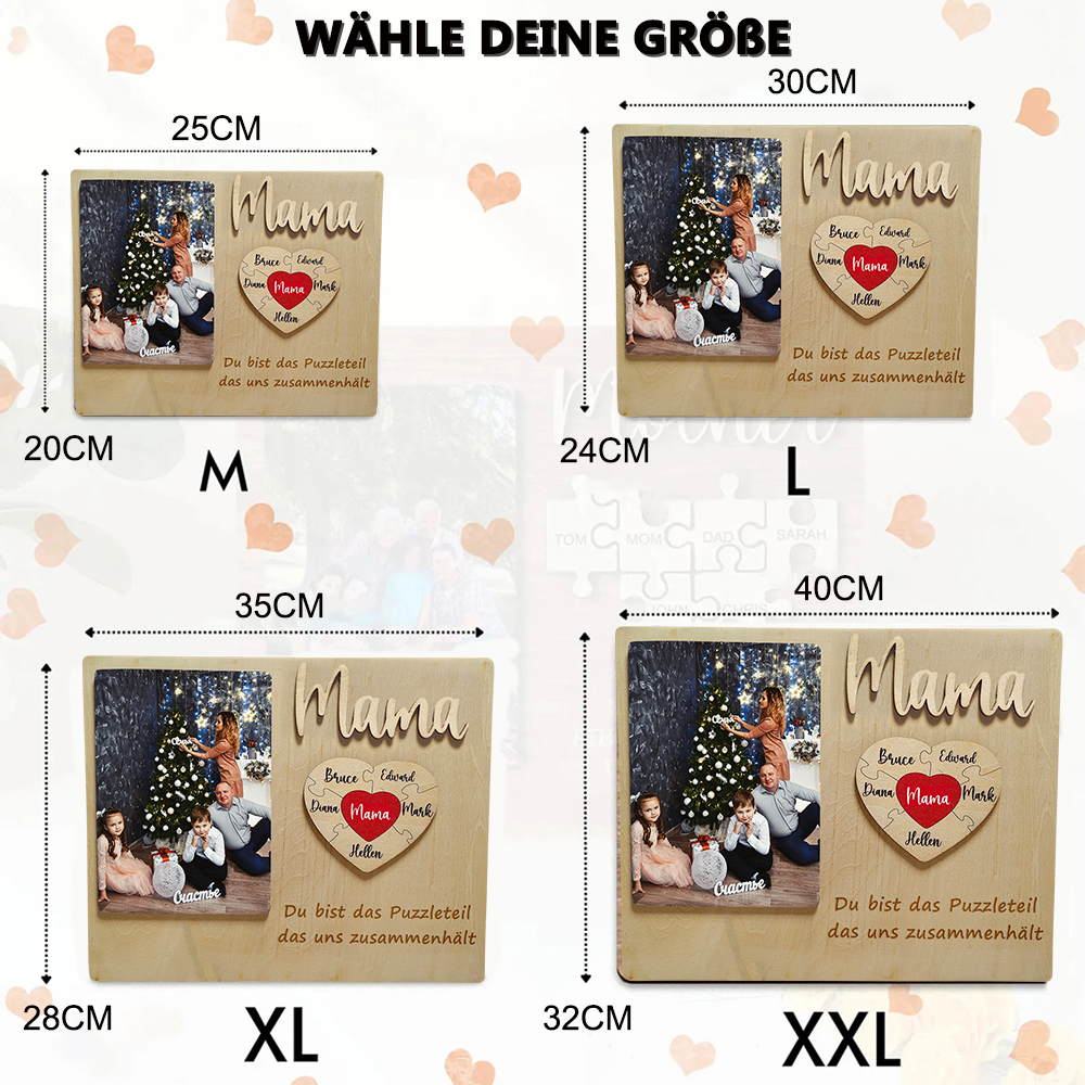 Personalisierte Herz Foto und Namens Holzpuzzle Custom Sign Muttertagsgeschenke