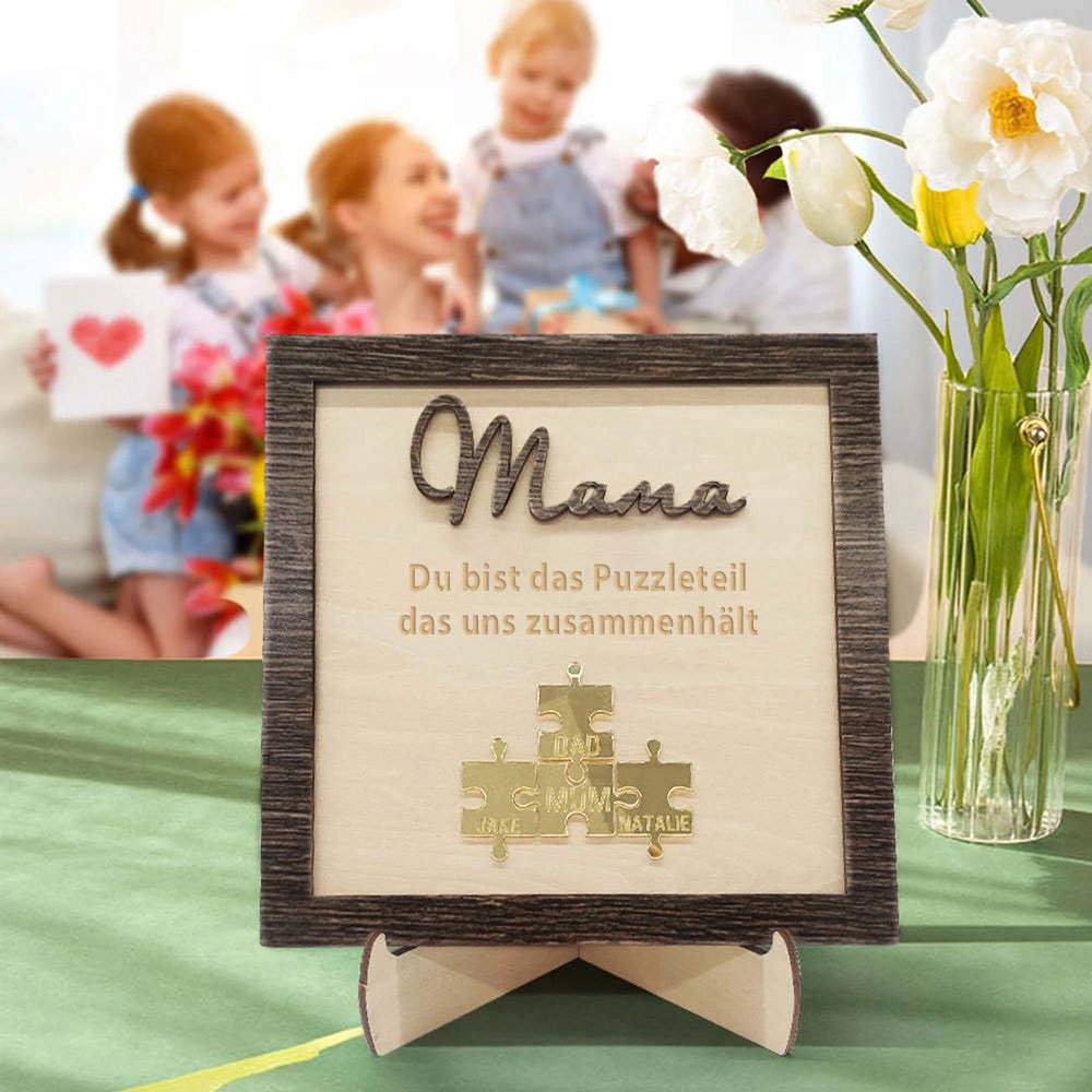 Personalisierte Namens Holzpuzzle Schild Mama Du Bist Das Stück Das Uns Zusammenhält Geschenk Für Mama